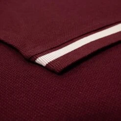 Bigdude Contrast Stripe Placket With Tipped Cuff Polo Shirt Burgundy -Bigdude 5d5d6f39 img 8447