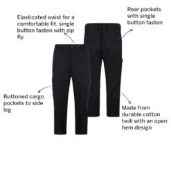 Bigdude Elasticated Waist Cargo Trousers Dark Navy -Bigdude 5e3a7586 06