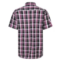 Bigdude Button Down Short Sleeve Check Shirt Purple -Bigdude 617bc62f bd23ss09 05 2