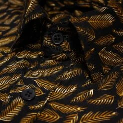 Bigdude Leaf Print Long Sleeve Poplin Shirt Black -Bigdude 63021d7e img 8738