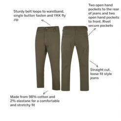 Bigdude Straight Cut Stretch Coloured Jeans Olive -Bigdude 67c38897 annotated20imgagery2030.033