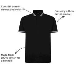 Bigdude Jacquard Contrast Pique Polo Shirt Black -Bigdude 6b69e632 032