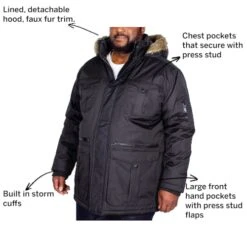 Bigdude Full Zip Parka Coat Black -Bigdude 6bf9e0ce 012