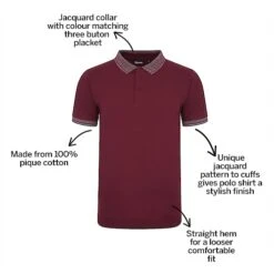 Bigdude Jacquard Collar Polo Shirt Burgundy -Bigdude 6c540c3e bd20p0420red