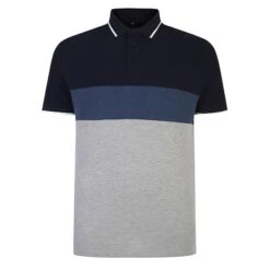 Bigdude Colour Block Pique Polo Shirt Navy
