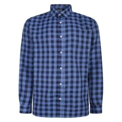 Bigdude Long Sleeve Check Shirt Blue