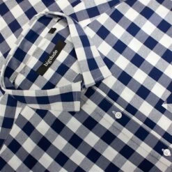 Bigdude Gingham Long Sleeve Shirt Navy -Bigdude 7109c8fa img 8817