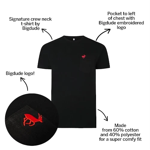 Bigdude Signature Pocket T-Shirt Black/Red 5 Bigdude Signature Pocket T-Shirt Black/Red - Image 3