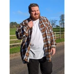 Bigdude Long Sleeve Flannel Shirt Brown -Bigdude 7dd26eab pxl 20221113 124955983