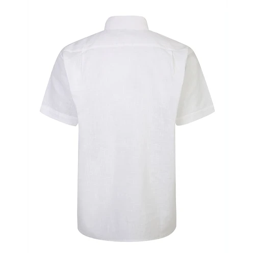 Bigdude Short Sleeve Linen Woven Shirt White 4 Bigdude Short Sleeve Linen Woven Shirt White - Image 2