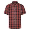 Bigdude Button Down Short Sleeve Check Shirt Light Red -Bigdude 80754395 bd23ss09 07 1