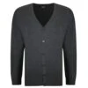 Bigdude Plain V-Neck Knitted Cardigan Charcoal