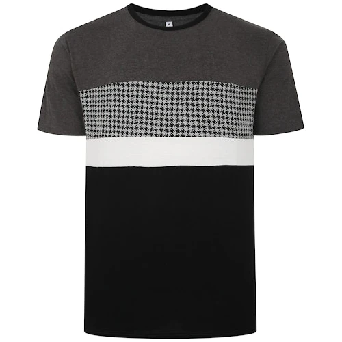 Bigdude Hounds Tooth Cut & Sew T-Shirt Charcoal 3 Bigdude Hounds Tooth Cut & Sew T-Shirt Charcoal