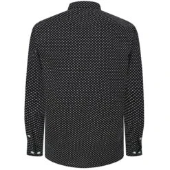 Bigdude Geometric Print Long Sleeve Poplin Shirt Black -Bigdude 8d844e6a nocodeshirtblack 2201