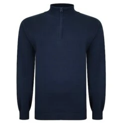 Bigdude Half Zip Knitted Jumper Navy