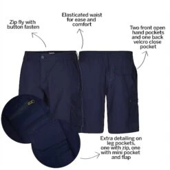 Bigdude Light Weight Elasticated Waist Cargo Shorts Navy -Bigdude 93ed4742 bd22sh0620blue