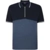 Bigdude Colour Block Zipped Polo Shirt Navy/Denim -Bigdude 9580de88 bd23p16 02
