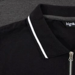 Bigdude Colour Block Zipped Polo Shirt Black/Charcoal -Bigdude 99138b31 img 8682