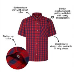 Bigdude Gingham Short Sleeve Shirt Red -Bigdude 9d3d1a9b bd23ss0720red