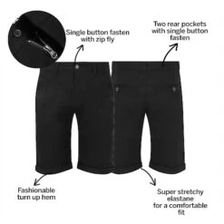 Bigdude Stretch Chino Shorts Black -Bigdude a1dd80c3 bd20sh0320black