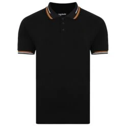 Bigdude Designer Tipped Polo Shirt Black
