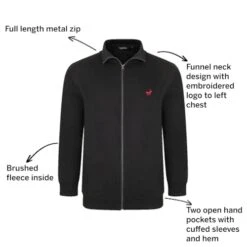 Bigdude Funnel Neck Full Zip Sweatshirt Black -Bigdude a53e92e6 045