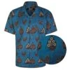 Bigdude Relaxed Collar Peacock Print Short Sleeve Shirt Denim -Bigdude a5814916 bd23ss0320 20denim