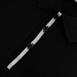 Bigdude Contrast Stripe Placket With Tipped Cuff Polo Shirt Black -Bigdude ada1e4c2 img 8453