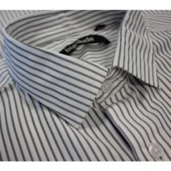 Bigdude Striped Short Sleeve Shirt Grey/White -Bigdude aeacf800 img 8796