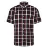 Bigdude Button Down Short Sleeve Check Shirt Burgundy -Bigdude af567374 bd23ss09 01 1