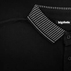 Bigdude Jacquard Collar Polo Shirt Black -Bigdude af5e828d img 8209