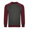 Bigdude Raglan Contrast Crew Neck Sweatshirt Charcoal/Burgundy -Bigdude b09cb44f bd21jmp09204