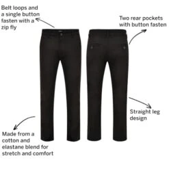 Bigdude Stretch Chino Trousers Black -Bigdude b0ef26cb 030