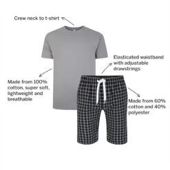 Bigdude Short Sleeve Pyjama Set Grey -Bigdude b6e407b5 07
