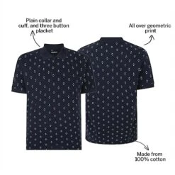 Bigdude Geometric Print Polo Shirt Navy -Bigdude b9b7f810 bd231420blue