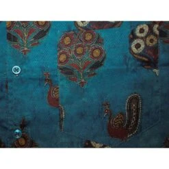 Bigdude Relaxed Collar Peacock Print Short Sleeve Shirt Denim -Bigdude bad3740b bd23ss03 07 2