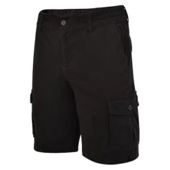 Bigdude Elasticated Waist Cargo Shorts Black -Bigdude bd19sh02 01 2