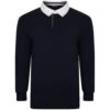 Bigdude Rugby Style Long Sleeve Polo Shirt Navy -Bigdude bd21p02 02 1