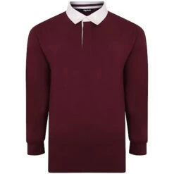 Bigdude Rugby Style Long Sleeve Polo Shirt Burgundy