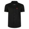 Bigdude Relaxed Collar Short Sleeve Shirt Black -Bigdude black shirt red deer logo 1