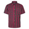 Bigdude Button Down Short Sleeve Check Shirt Magenta -Bigdude c1360ea1 bd23ss09 06 1
