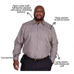 Bigdude Classic Long Sleeve Poplin Shirt Charcoal -Bigdude c1a97839 bd19ls120charcoal