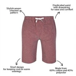 Bigdude Woven Modern Check Pyjama Shorts Red/White -Bigdude c1e5fd54 bd22pj0320red