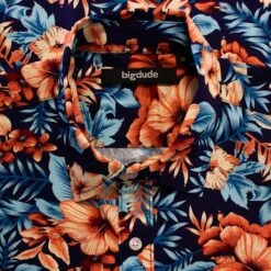 Bigdude Floral Long Sleeve Poplin Shirt Navy -Bigdude c1e6f0a6 img 8765
