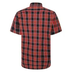 Bigdude Button Down Short Sleeve Check Shirt Light Red -Bigdude d2b75bf2 bd23ss09 07 2