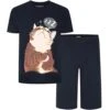 Bigdude Sleeping Cat Print Pyjama Set Navy -Bigdude d361ed80 cat20top