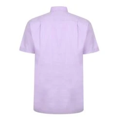 Bigdude Woven Linen Grandad Collar Short Sleeve Shirt Purple -Bigdude d6adf5ff bd22ss02 30 purple 2