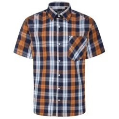 Bigdude Short Sleeve Check Shirt Orange