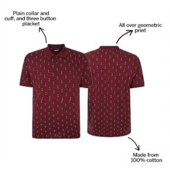 Bigdude Geometric Print Polo Shirt Burgundy -Bigdude de48e6c9 bd23p1720red