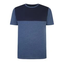 Bigdude Cut & Sew 2 Tone T-Shirt Denim Marl/Navy -Bigdude e07a98ac bd21ts05 09 denimmarl navy 1